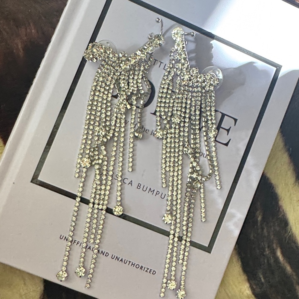 Elegant Silver Crystal Dangle Earrings